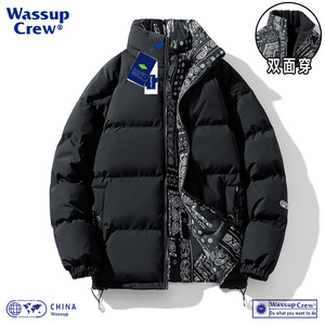 WASSUP CREW双面穿羽绒棉服男冬季加厚保暖情侣棉衣女ins潮流外套