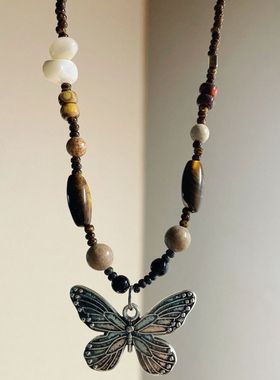 圆珠链女复古复古串蝴蝶项