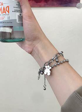 钛钢不掉色小熊手链女男ins小众