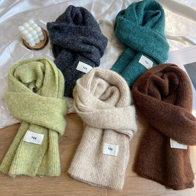 韩国egg马海毛夹花围巾冬季保暖