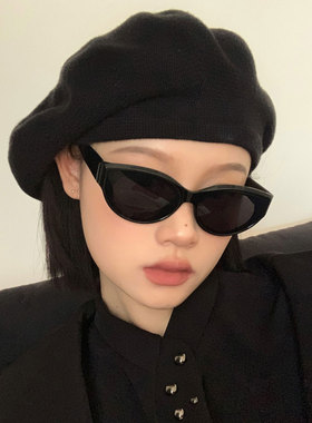 猫眼墨镜女款复古2024新款高级感欧美风美式小脸黑色沙滩太阳眼镜