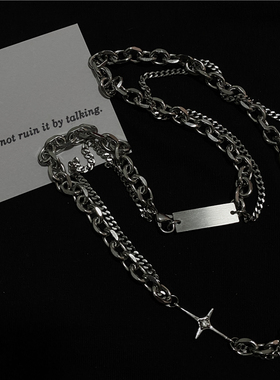 ins拼接十字架双层吊坠潮流项链