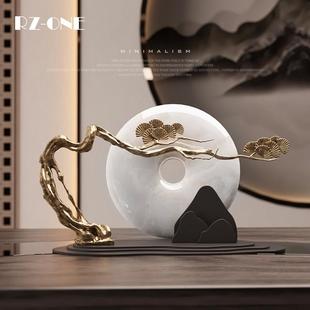 新中式办公室桌面摆件高级感客厅玄关平安扣玉石装饰摆饰高端礼品