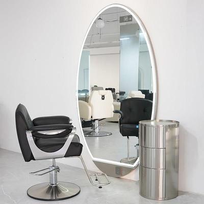 高端美发店镜台剪发镜柜子落地带灯镜挂墙发廊专用椅LED带灯潮款