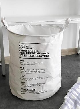 卡通ins简约可爱极简风英文家居脏衣篮收纳桶防水棉麻帆布框学生