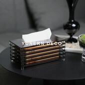 亚克力纸巾盒客厅高档轻奢创意抽纸收纳架家用桌面餐巾纸盒子摆件