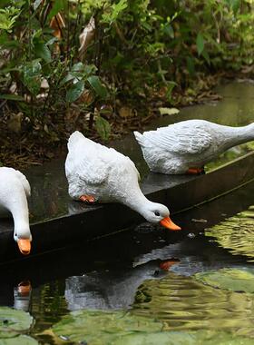 小白鸭子动物摆件花园庭院盆栽鱼缸假山水景造景微景观装饰工艺礼