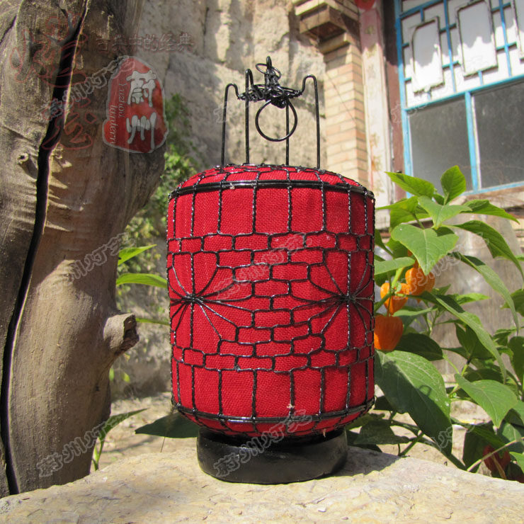 古典小桶灯笼 带灯 红灯笼 铁丝编织 仿古复古田园 订做