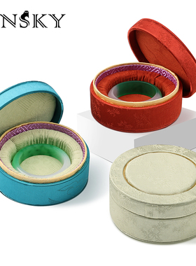 宫廷风圆形手镯盒文玩玉器手串收纳盒手链展示珠宝陈列道具首饰盒