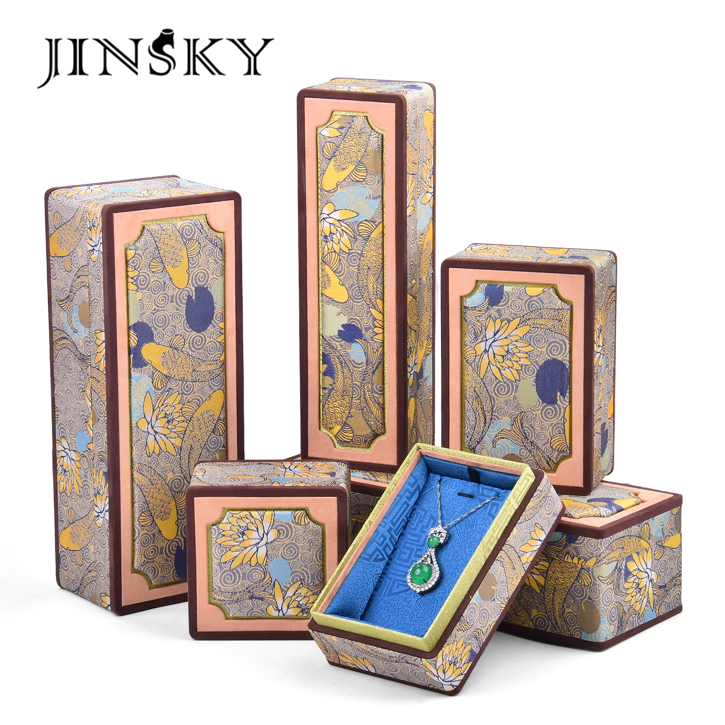 JINSKY/今仕爵项链戒指手镯手串收纳盒复古锦盒珠宝玉器包装礼盒