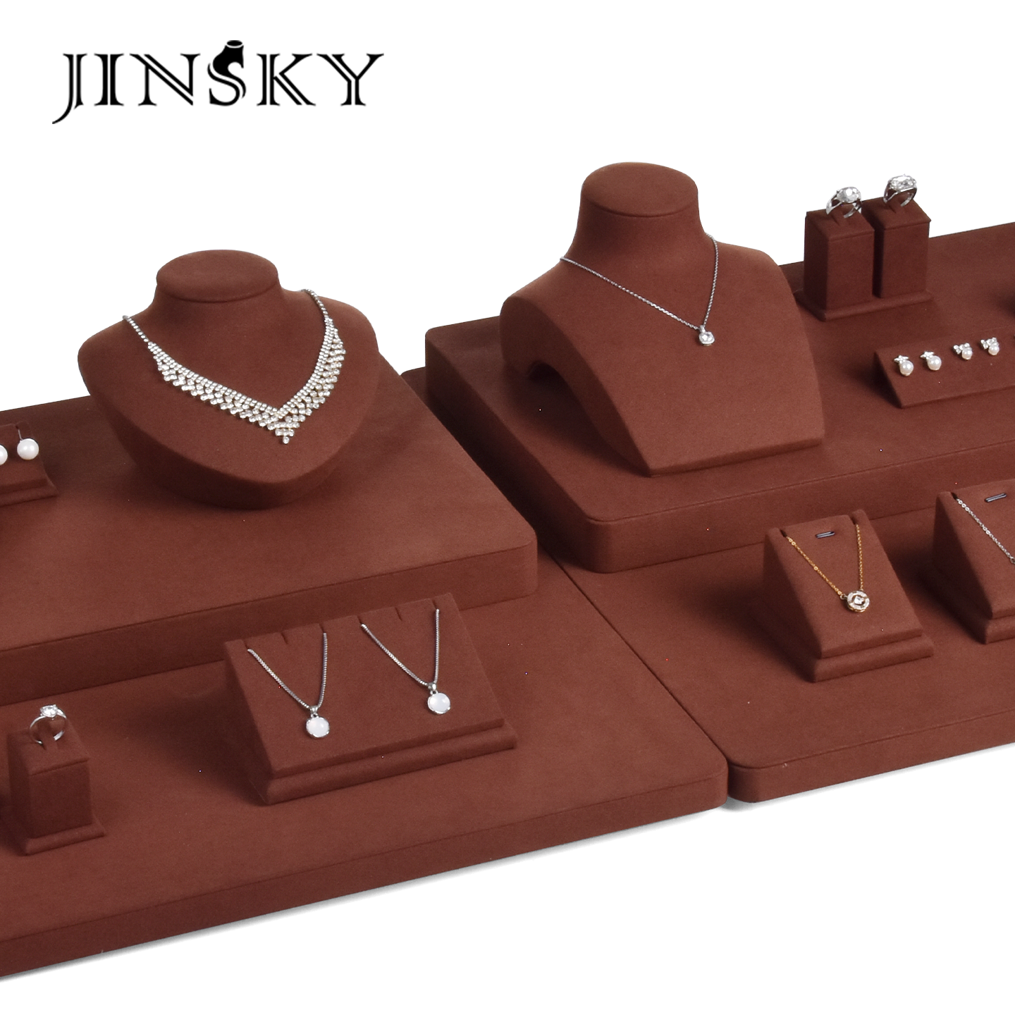 JINSKY戒指项链耳环首饰展示架多层次摆放珠宝展示台收纳展示架