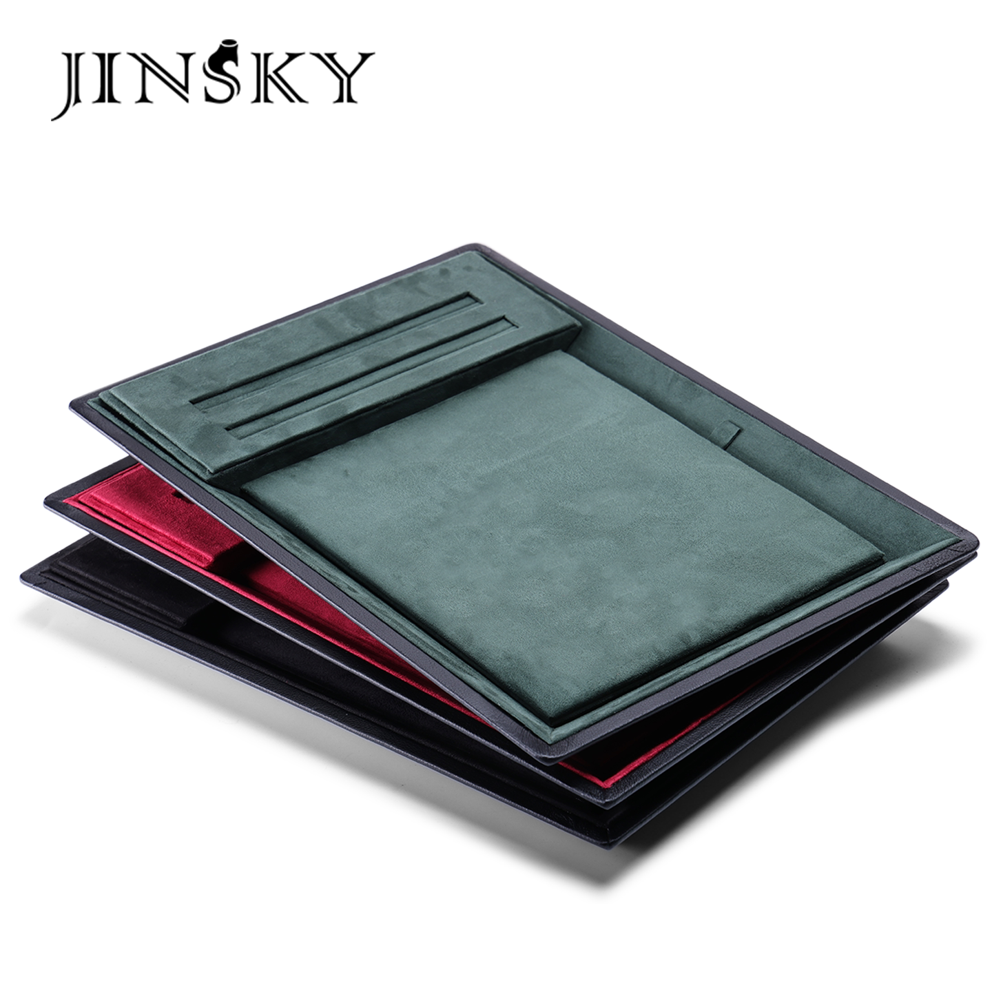JINSKY商务风首饰展示托盘项链戒指收纳盒桌面看货盘