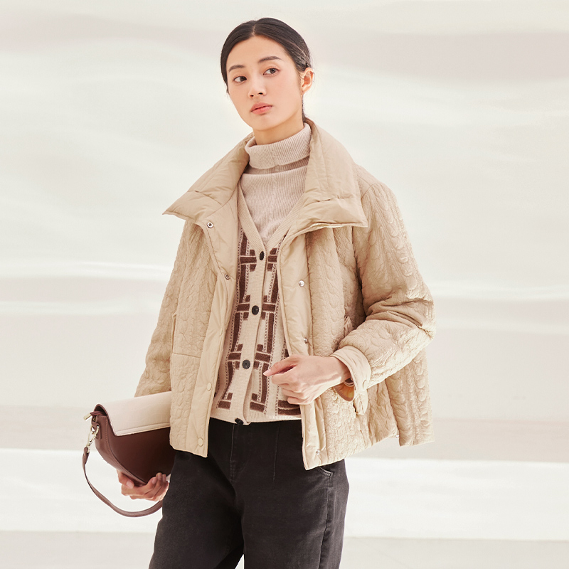 EMOO杨门短外套棉衣淑女风翻领