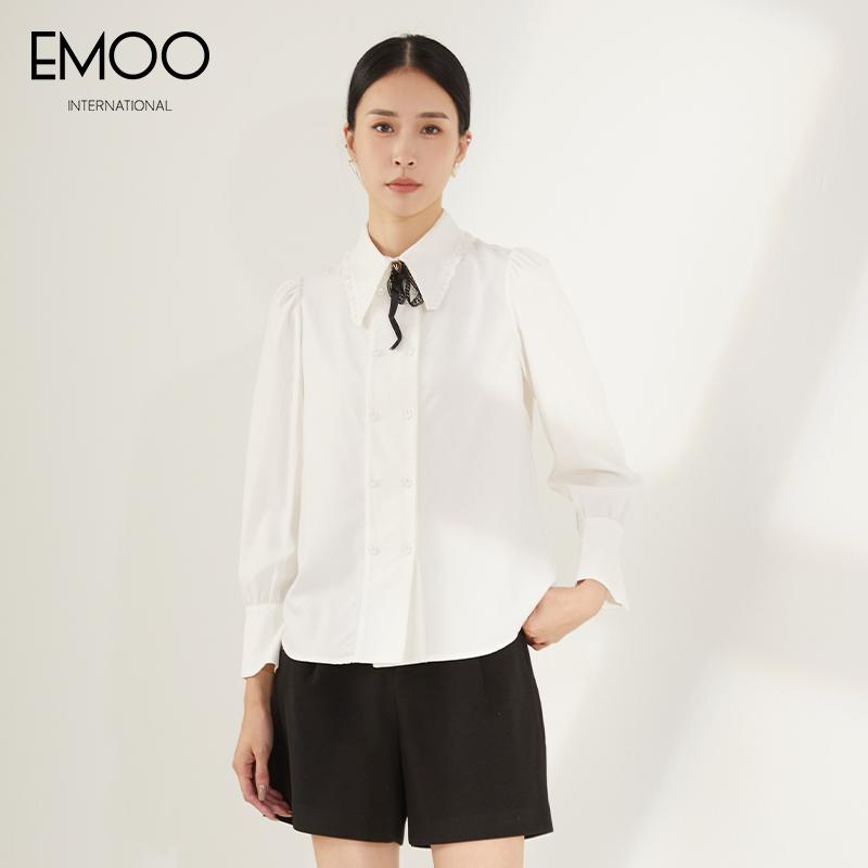 长袖衬衫杨门通勤单排扣