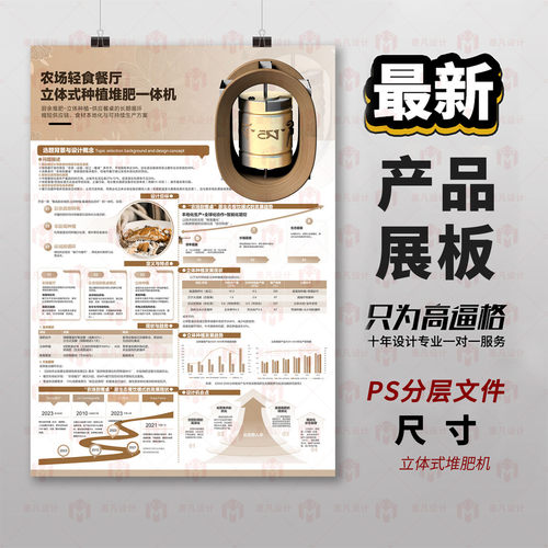 原创农场轻食餐厅立体式种植堆肥一体机3D建模产品展示板PS设模板