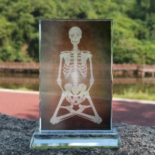 白骨观观想图水晶玻璃摆件桌面工艺品摆台摆设创意桌面摆台