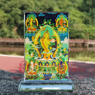 佛画像密宗五方文殊菩萨水晶摆件桌面工艺品摆台摆设创意桌面
