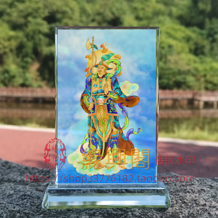 定制佛画像药叉十二神将真达罗大将水晶玻璃摆件桌面工艺品摆台