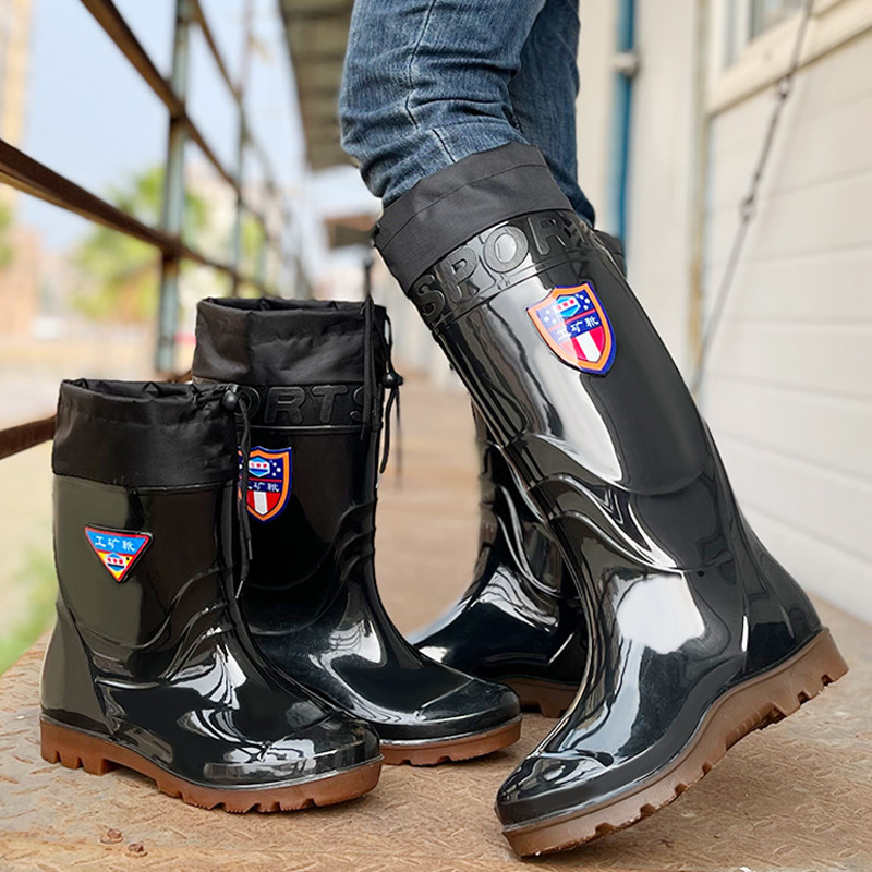 RAIN BOOTS MENS VELVET WARM NON-SLIP RIDER SPECIAL COW TENDON SOLE RUBBER SHOES WATERPROOF SHOES RAIN BOOTS CONSTRUCTION SITE EXTRA HIGH WATER SHOES