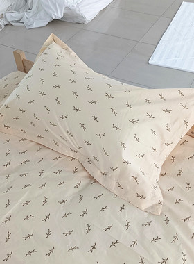 酒店宾馆旅馆枕套纯棉小麦叶穗白黄色全棉涤棉医院养老院老年公寓