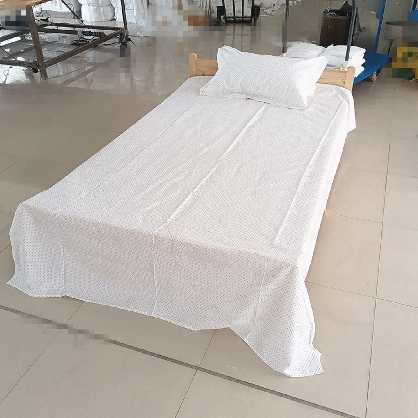 宾馆三菱花黄白全棉涤棉床单床上纯棉酒店布草医院养老院老年公寓