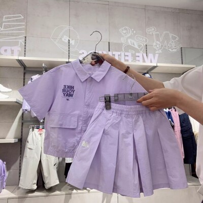 NB童装梭织运动休闲短袖短裤套装