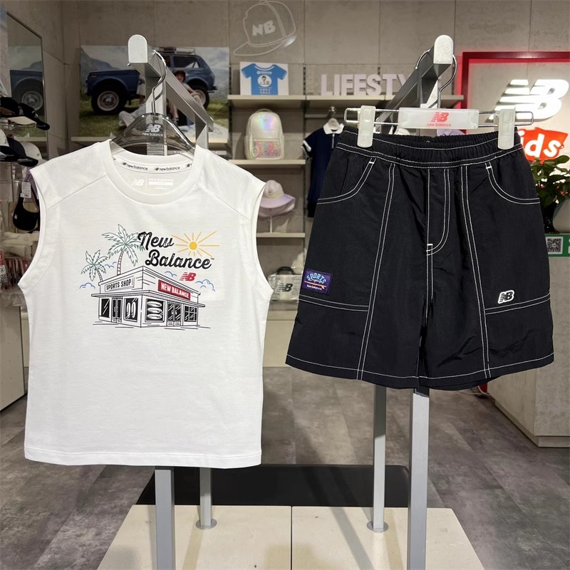 NEW BALANCE/NB童装2025夏儿童梭织速干运动短裤背心套装2TF22093