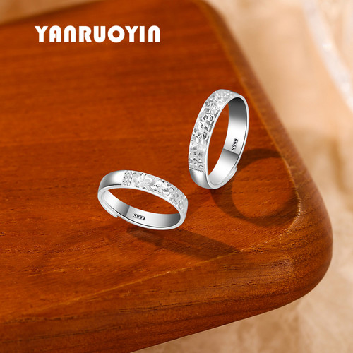 999足银戒指女碎冰冰活口指环