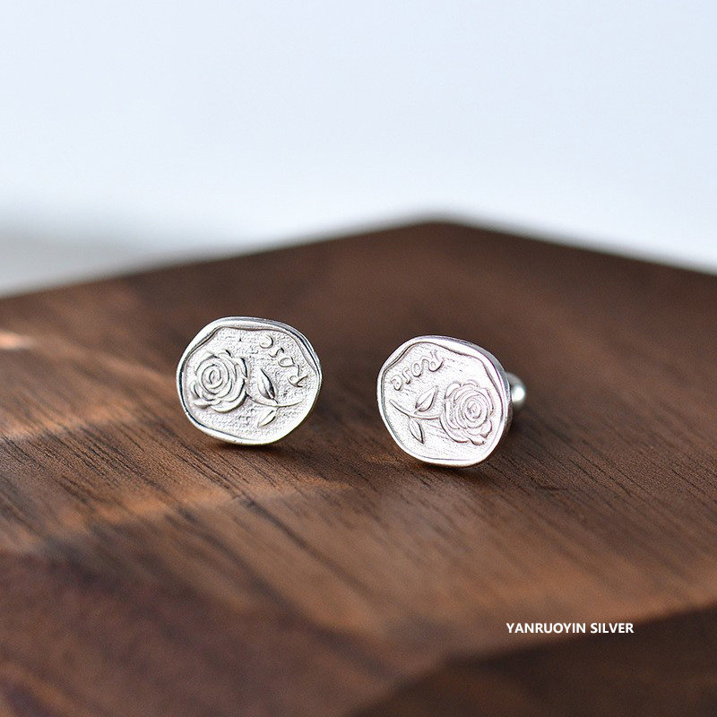 S999纯银耳钉女时尚精致rose玫瑰耳饰小众韩版简约银耳环百搭新款,饰品/流行首饰/时尚饰品新,耳钉,淘宝优惠券,粉丝福利购,淘宝优惠卷