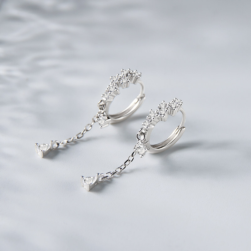 925银耳扣女镶钻流苏链条甜美轻奢时尚百搭耳环气质小清新高级感,饰品/流行首饰/时尚饰品新,耳环,淘宝优惠券,粉丝福利购,淘宝优惠卷