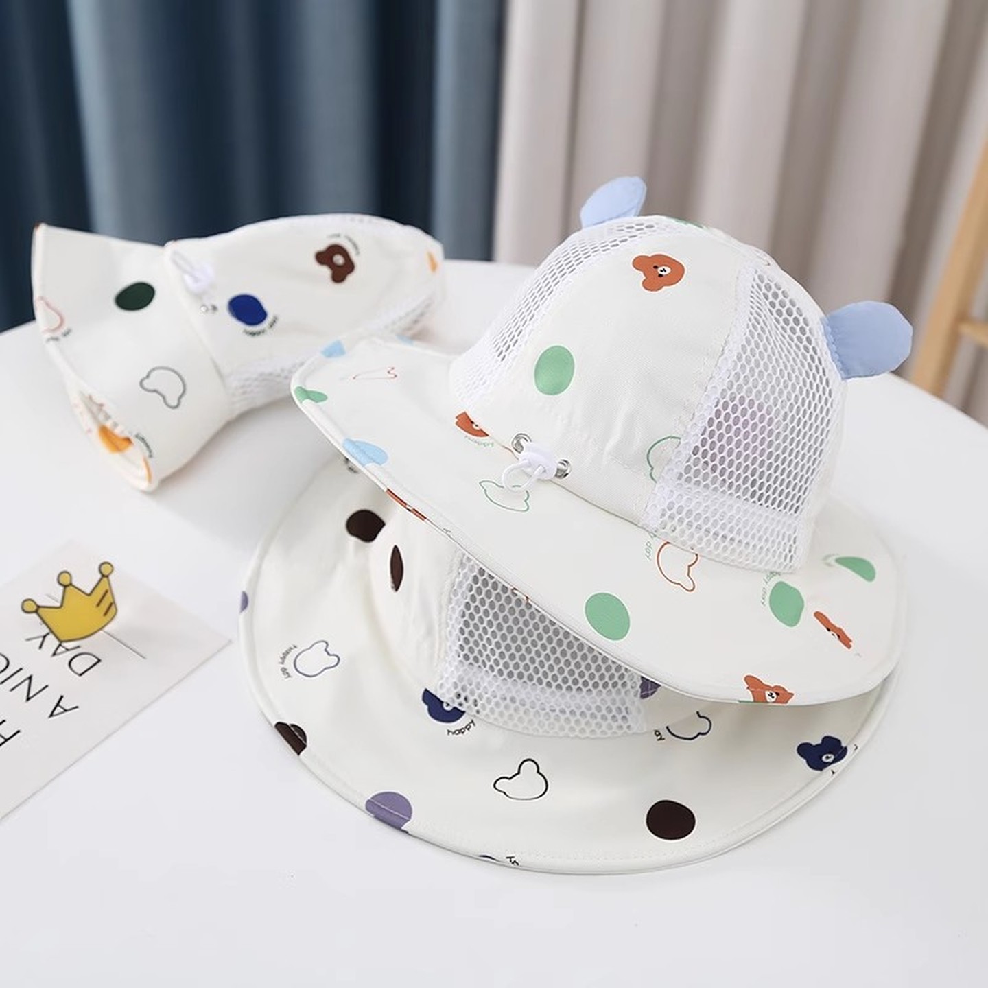 婴儿帽子春秋夏季薄款儿童防晒帽遮阳帽宝宝大檐帽夏天网帽太阳帽