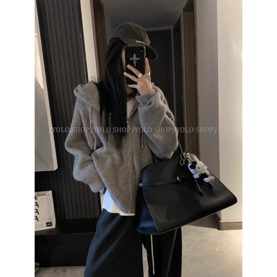 连帽毛衣内搭慵懒风针织开衫外套