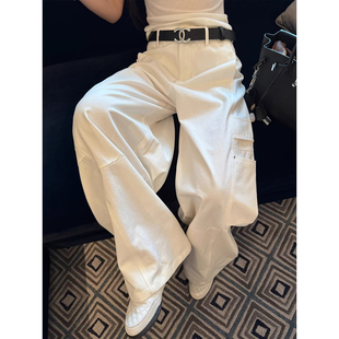 LIL CHER 不费力气的穿搭修饰腿型窄版显腿长重工水洗工装裤裤子