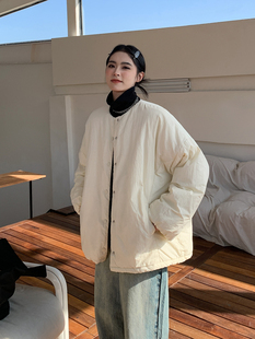 棉服白色外套新款 暖冬圆领面包服女宽松保暖长袖 CHER秋冬 LIL