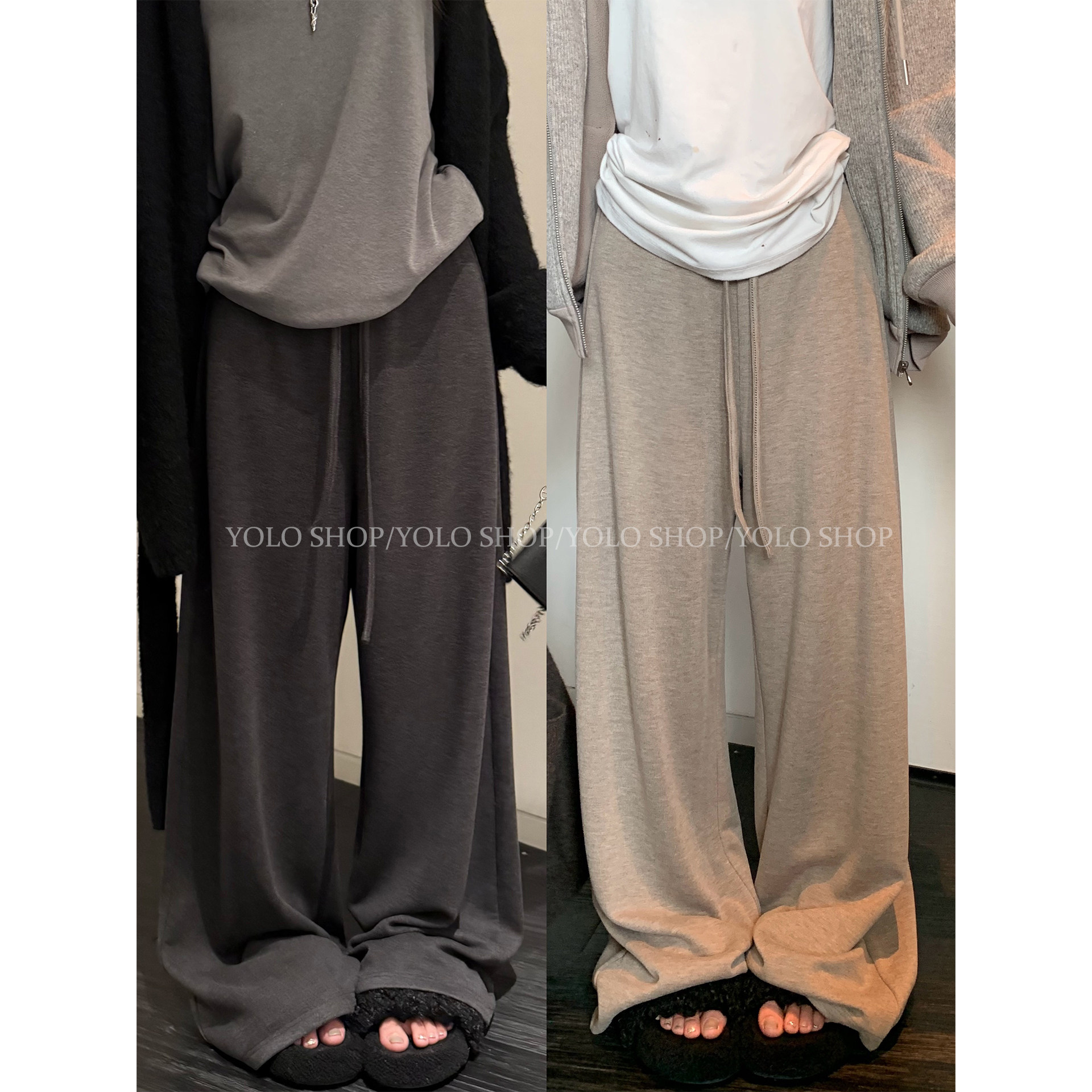 LIL CHER【暖糯序章】羊毛慵懒松弛感宽松休闲裤女秋季直筒垂感裤,女装/女士精品,卫裤,淘宝优惠券,粉丝福利购,淘宝优惠卷