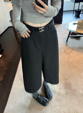 LIL CHER本期王炸单品时髦精必入显腿直羊毛呢料8分裤裤子秋冬