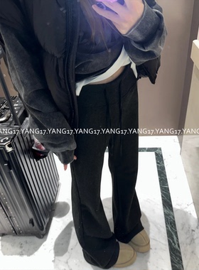 LIL CHER加绒加厚!醋酸桑蚕丝羊毛小宽松微喇叭裤毛呢裤显瘦神裤!