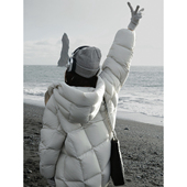 无胆直充90白鸭绒连帽立领高充绒中长款 LIL CHER 保暖羽绒服女