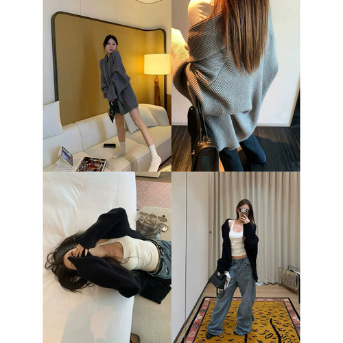 针织大披肩毛衣女秋冬开衫外套