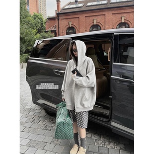 万能好穿 素颜卫衣 高克重复合拉链连帽卫衣外套女上衣 CHER LIL