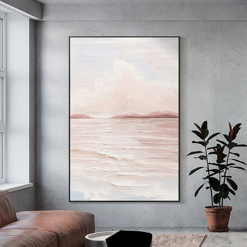 大海卧室床头定制纯手绘油画抽象