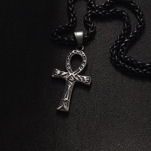 印第安安卡男士项链个性钛钢吊坠朋克挂坠嘻哈风高街潮毛衣链长款