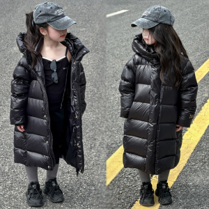 反季特价促新款儿童羽绒服中长款过膝加厚白鸭绒男童女童保暖外套