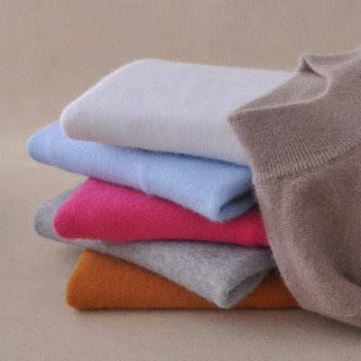 秋冬新款女休闲半高领羊毛绒衫贴身套头厚针织打底衫一件代发