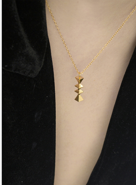 Whale Way | Nature Morte系列黄铜无尽之柱几何三角形项链锁骨链