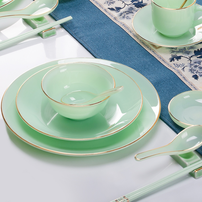 韩奕碗碟套装家用轻奢高档创意个性网红送礼碗筷碗盘纯色玉瓷餐具在类目 餐饮具, 餐具, 碗中 - 来自Buy2taobao.com提供专业的淘宝代购服务