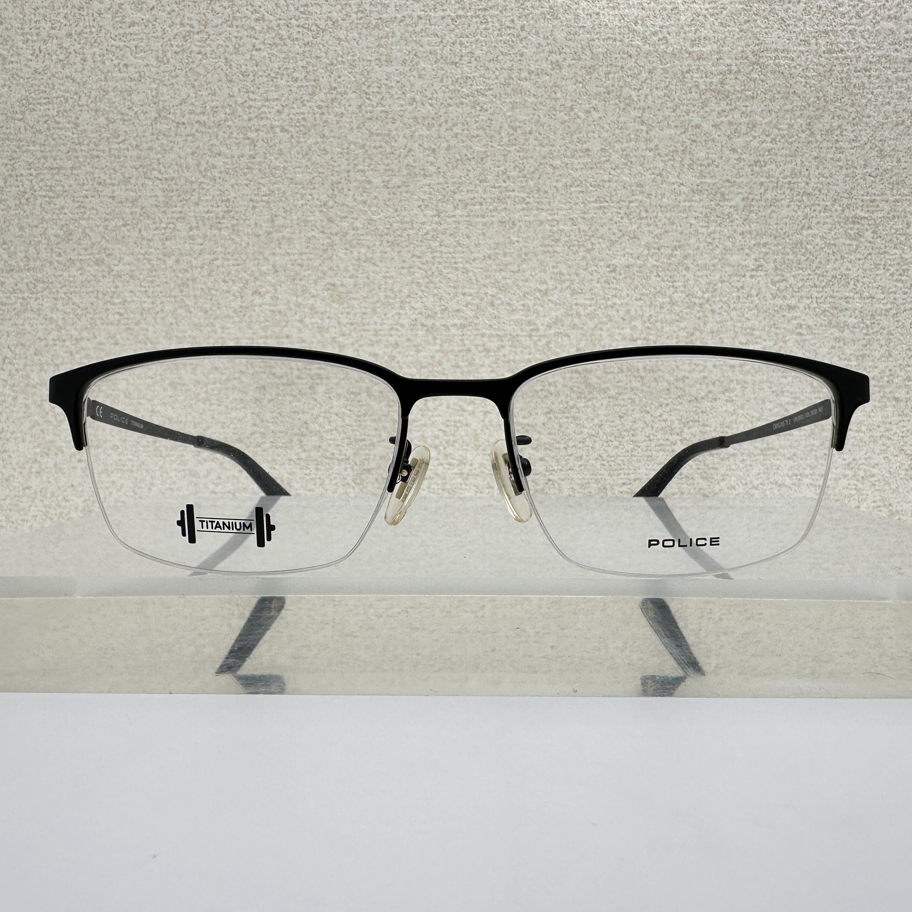意大利police眼镜框男款可配近视VPL993J商务半框纯钛73