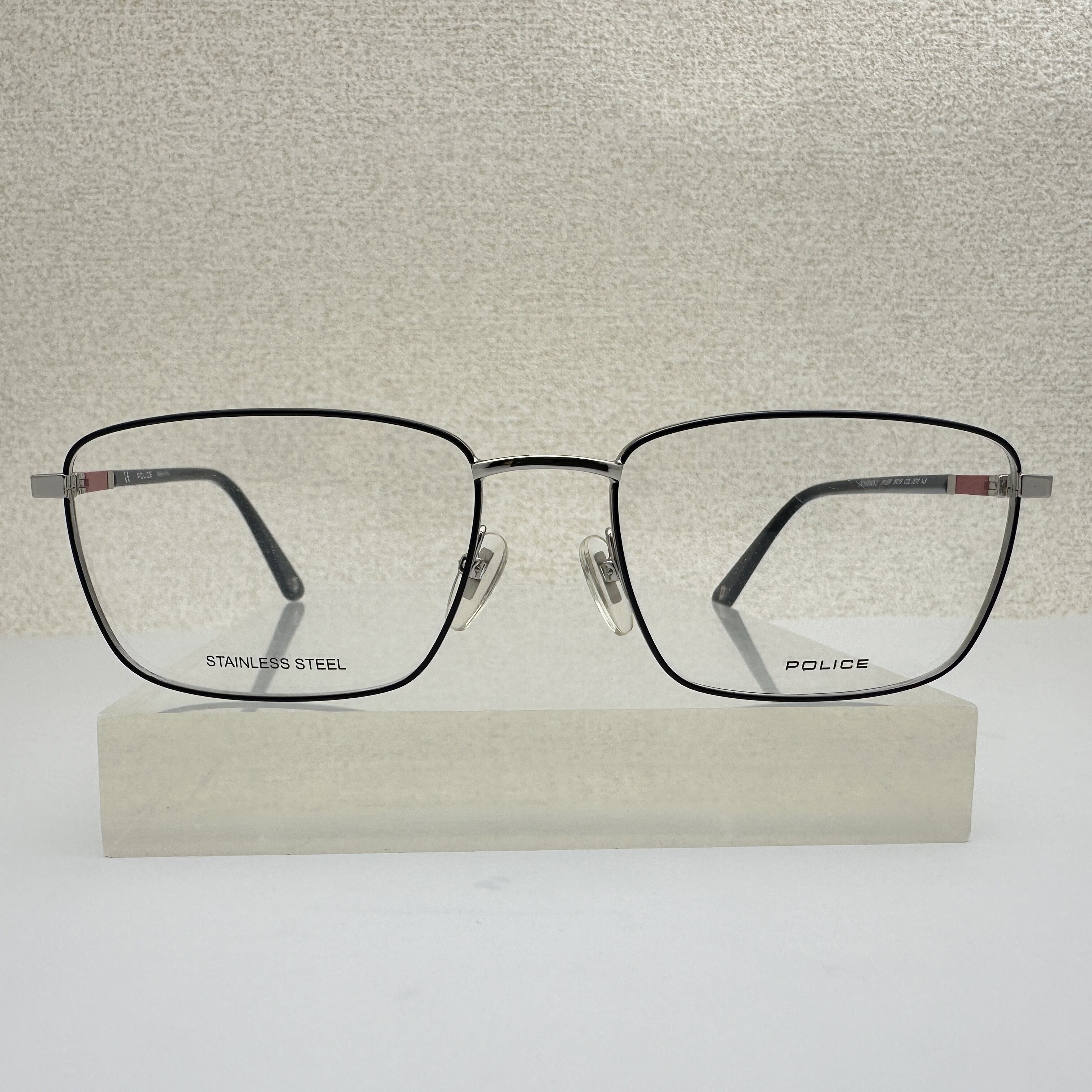 意大利police近视眼镜框男款VPLE97高级不锈钢方框大脸74