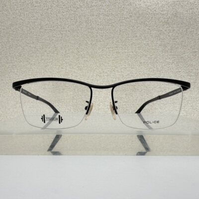 意大利police眼镜框男款可配近视VPLB11J纯钛眉线半框71