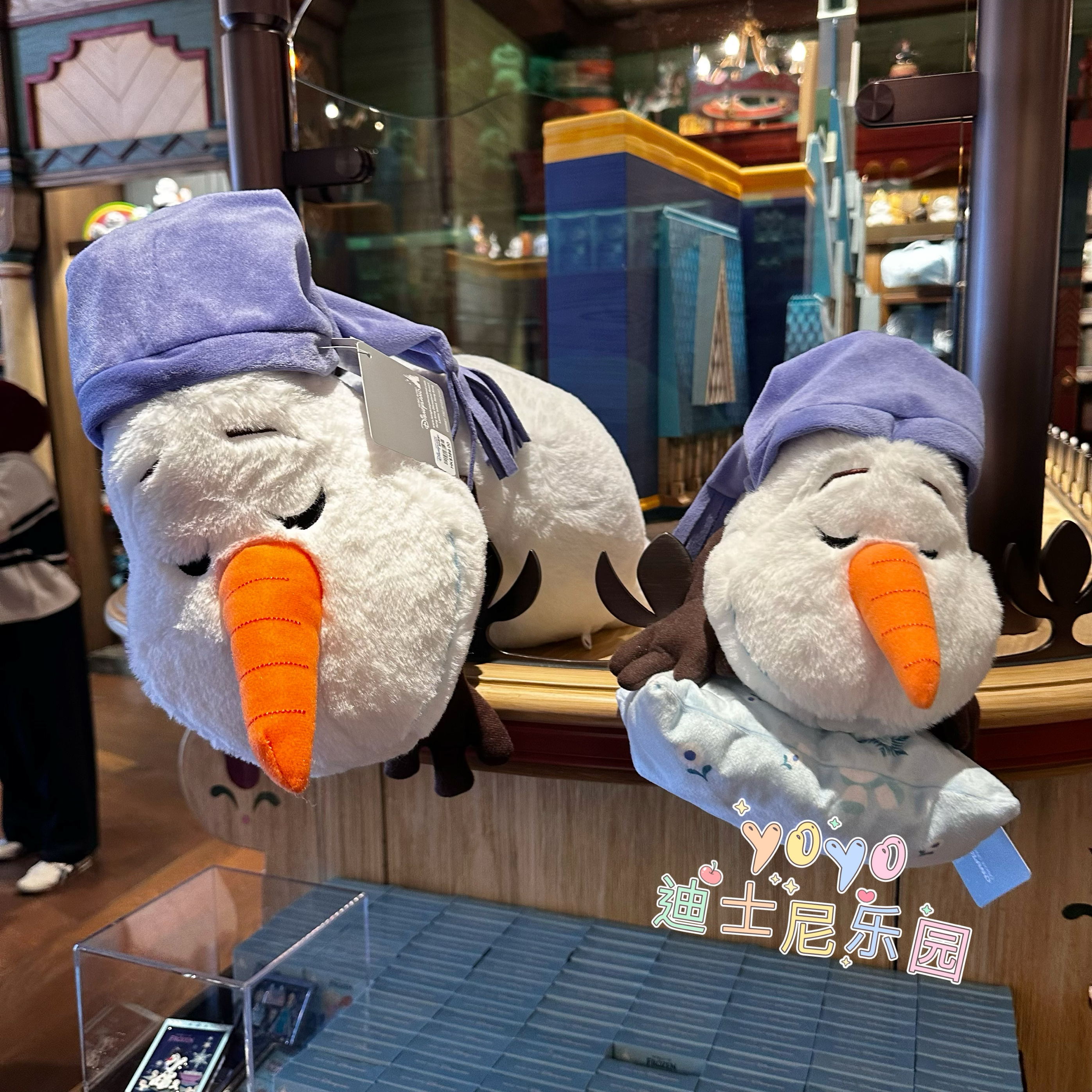 香港迪士尼 冰雪奇缘 雪宝olaf可爱卡通毛绒公仔 收纳毛毯玩偶